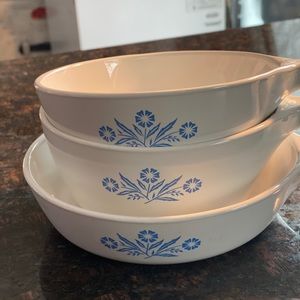 Set of 3 Corning Ware Cornflower Pans